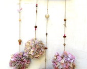 Pompom Baby Mobile, Your Choice of Colors, Custom Made Baby Room Decor, Nursery Room Decor, 4 Fabric Poms Mobile