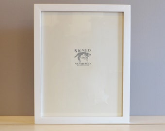 11x14" Picture Frame in 1x1 Flat Style with Solid White Finish - Can Be Any Color - Modern White 11 x 14 Photo Frame - Gallery Frame 11x14