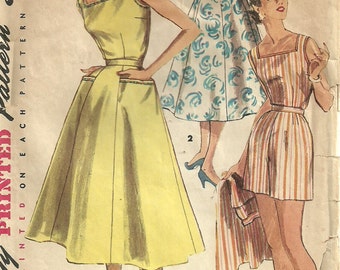Vintage 50s Sewing Pattern / Simplicity 1180 / Playsuit Romper Shorts Skirt / Bust 33