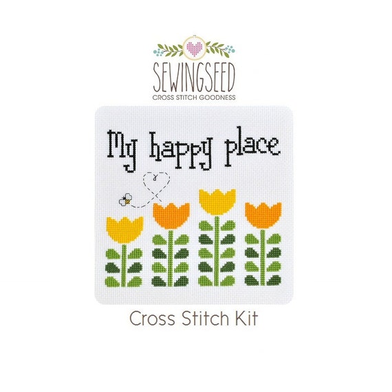 My Happy Place Cross Stitch Kit DIY Cross Stitch Flower