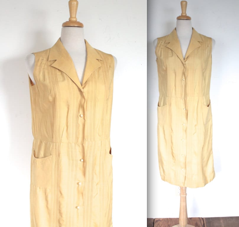 Vintage 1960’s Dress // 60s Mustard Yellow Silk Shift Dress // French ...