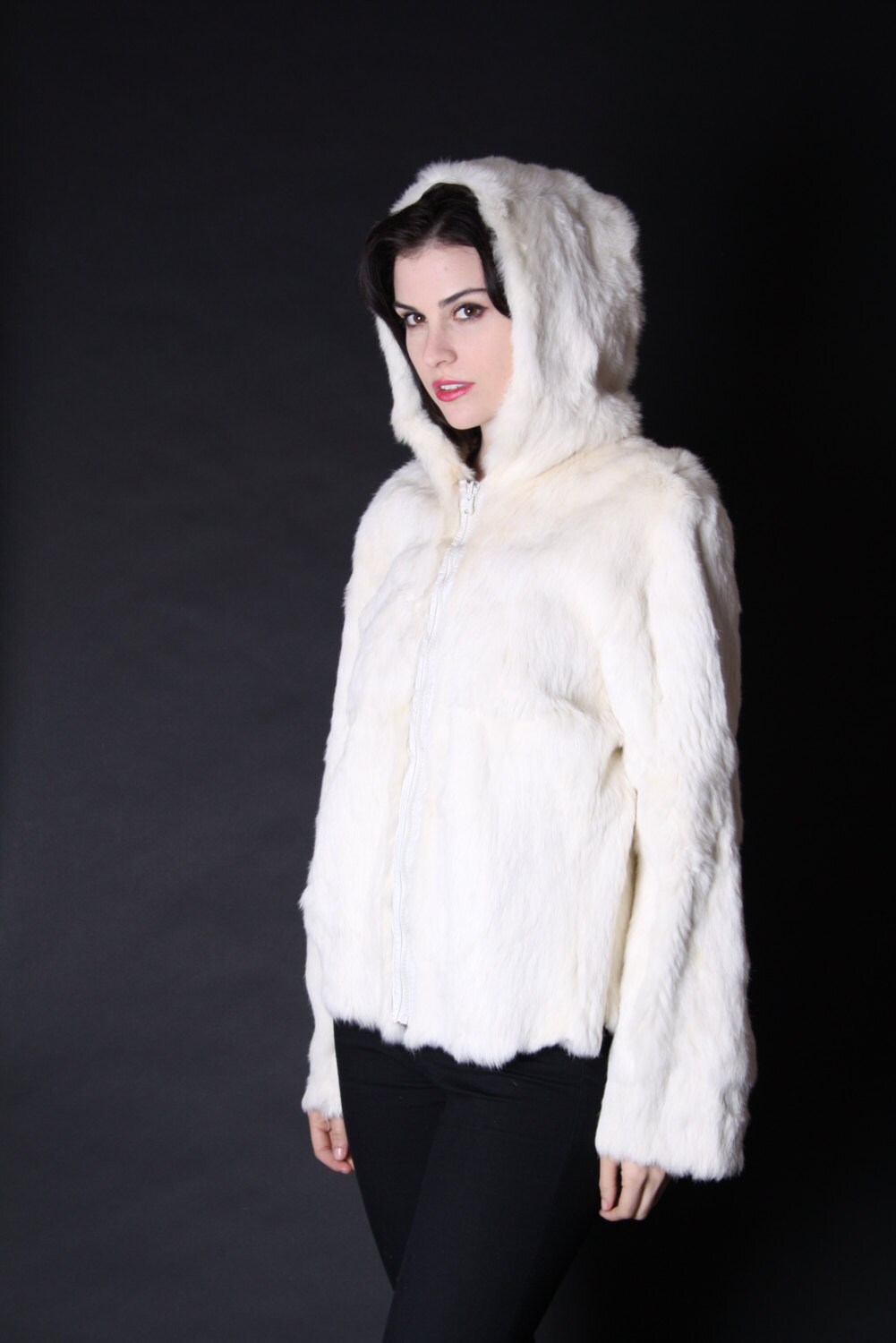 Vintage Fur Coat White Fur Coat Rabbit Fur Coat by aiseirigh
