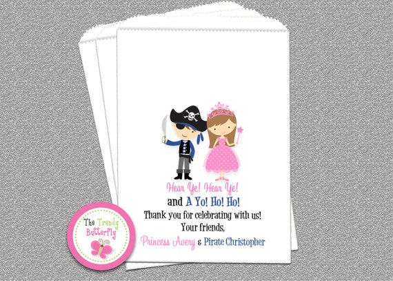 Princess Pirate Birthday Party, Candy Bags, Goody Bags, Party Favor Bag, Cookie Bags Set of 24 Il_570xn
