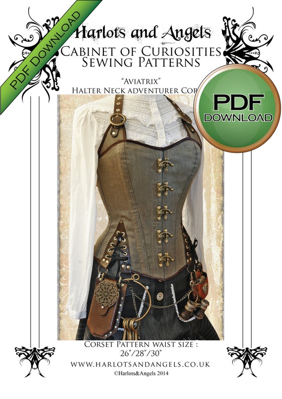 PDF Corset Sewing Pattern. Steampunk Gothic Larp. MEDIUM.