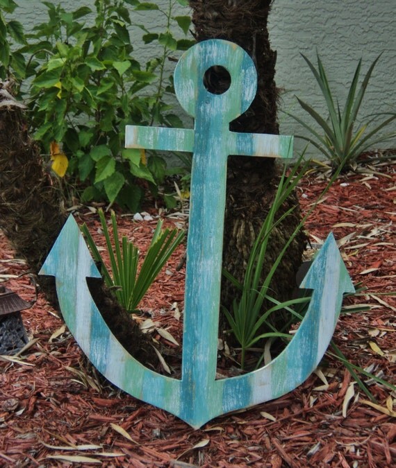 Items similar to Large Wooden Anchor, Nautical Decor, Beachy Style