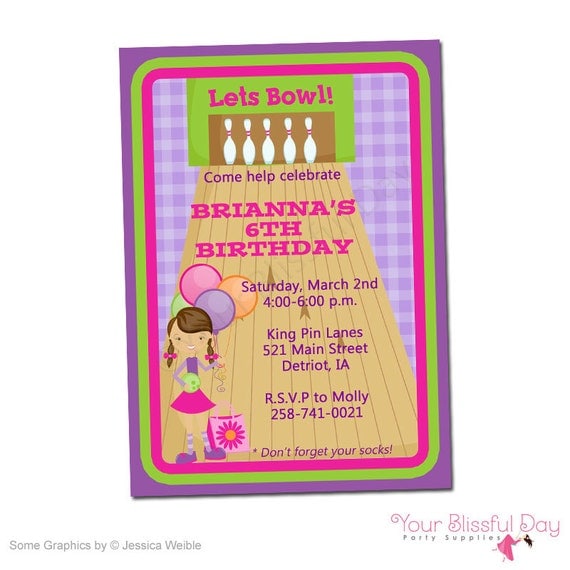 PRINTABLE Girl Bowling Party Invitation #509 Il_570xn