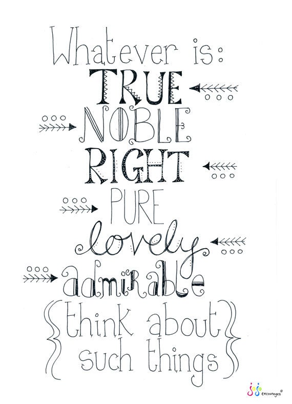 Items similar to Whatever is True, Noble, Right, Pure, Lovely ...