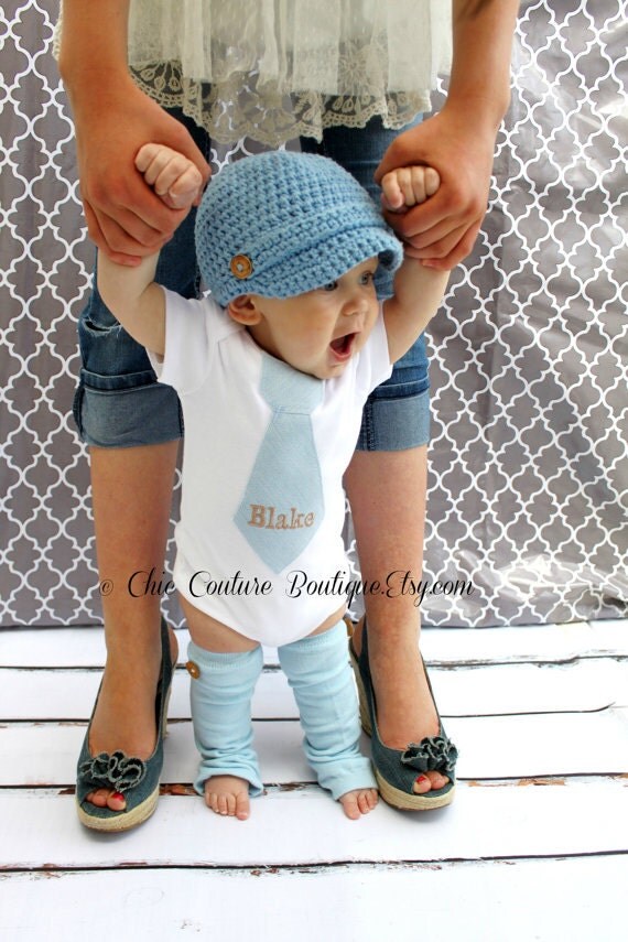NON-Personalized Spring Baby Boy Tie bodysuit and Wood Button Leg Warmers. 1st First Birthday Outfit Baby Blue Tie Cake Smash Outfit. Easter by ChicCoutureBoutique