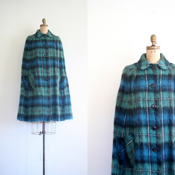 Scottish mohair cape vintage 50's 60's / Plaid