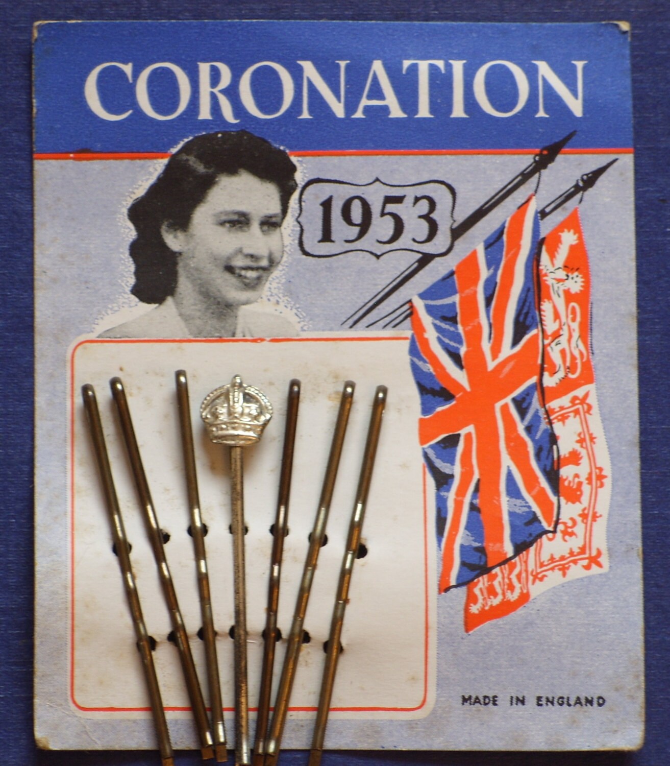 1950s Bobby Pins NOS / Hair Clips / 1953 Queen Elizabeth II Coronation