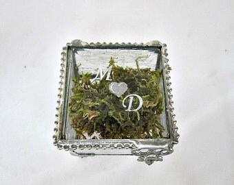 2x2 Personalized Glass Box, Ring Bearer Box, Engagement Ring Box