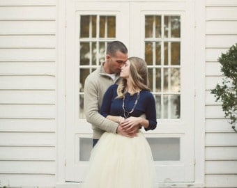 Ivory Tulle Skirt by Kellie Falconer // Engagement Photo Skirt // Flat Waistband