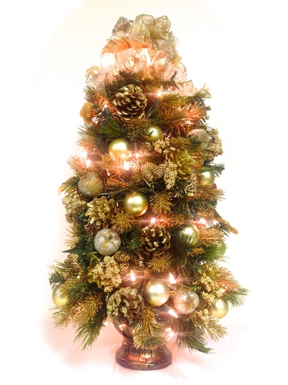 Gold Formal Table Top Christmas Tree 24 inch STUNNING