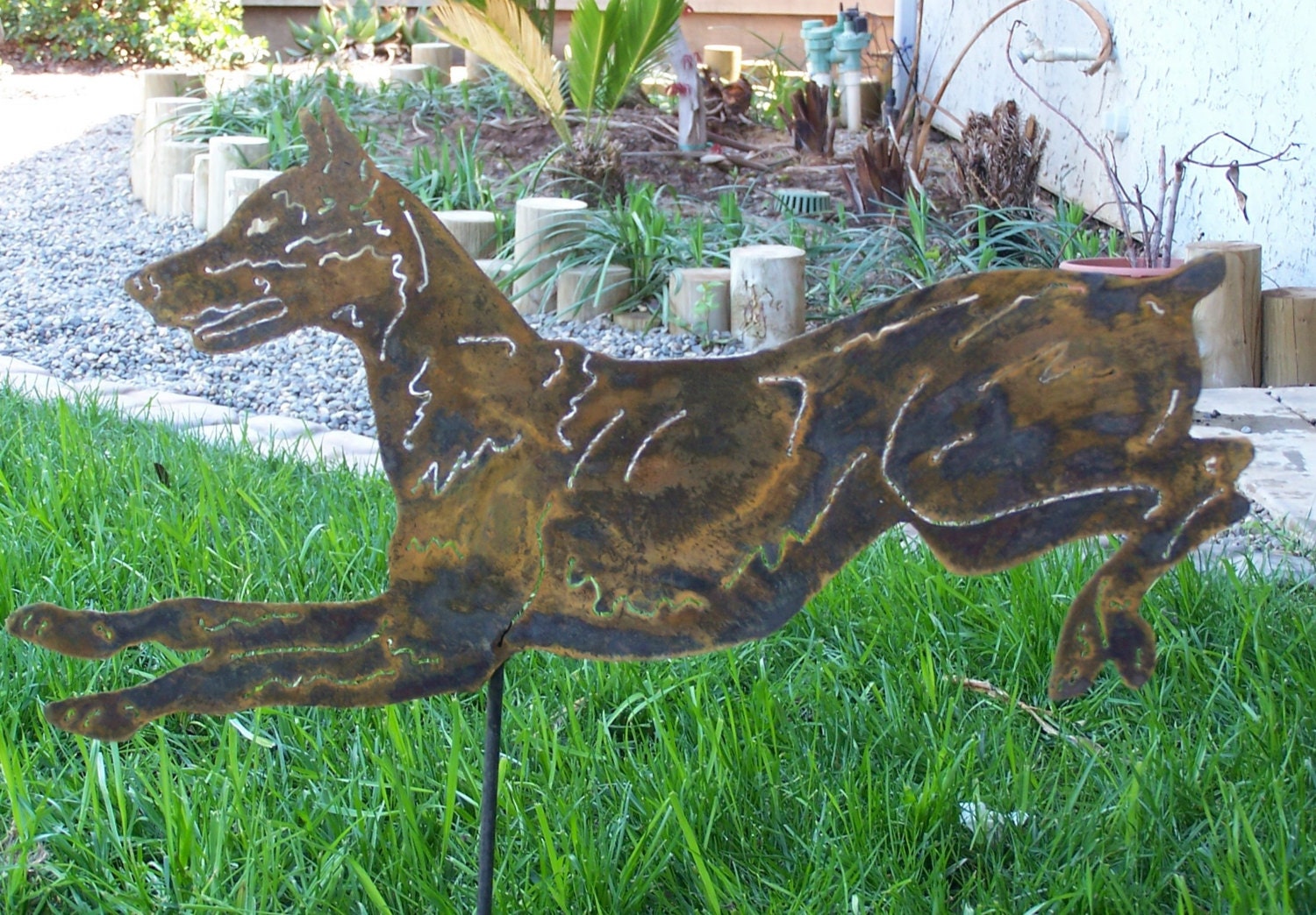 doberman garden statue