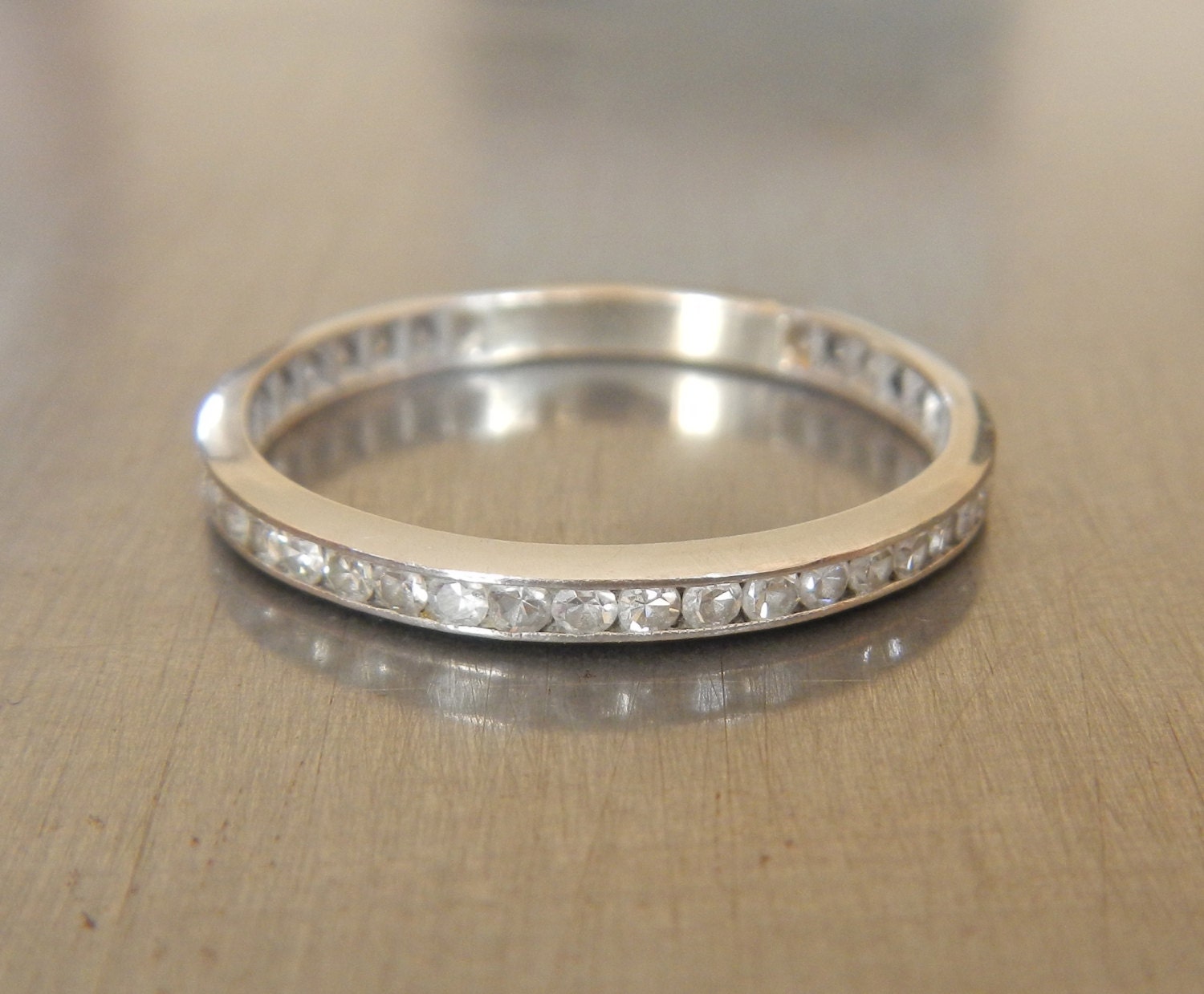 Diamond Eternity Ring Vintage Platinum Wedding by AntiqueSparkle