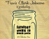 Senior High School Graduation Party Printable Invitation - Rustic, Burlap - Custom, DIY, School Colors, Print Graduation, Mason Jar Party Il_170x135