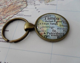 TAMPA FLORIDA Map KEYCHAIN  Destin ation gift  Tampa Keychain ...