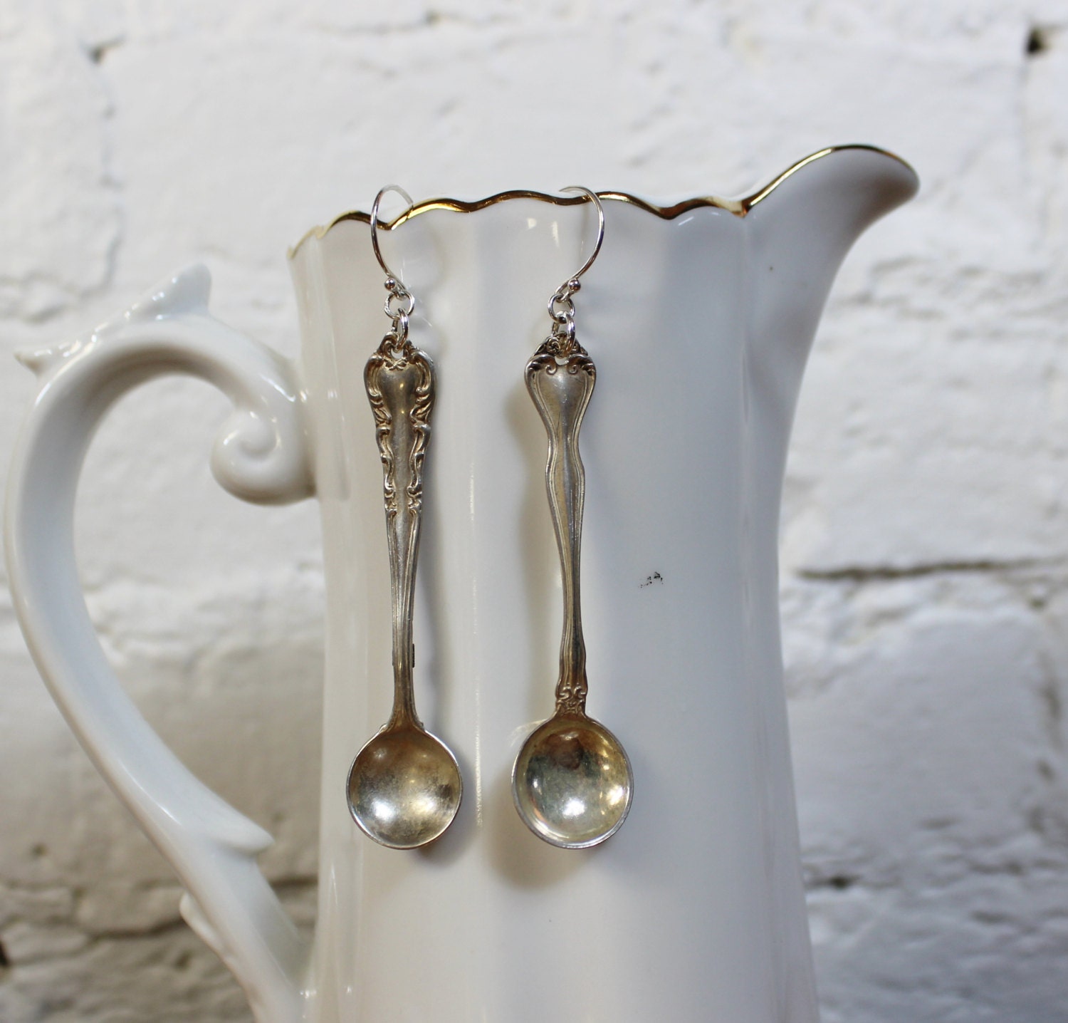 Sterling Silver Spoon Earrings Antique Snuff Spoons Upcycled