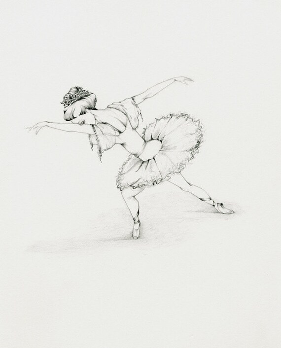 Ballerina Zeichnung OOAK Original Bleistift von Ballerina Zeichnung OOAK Original Bleistift von