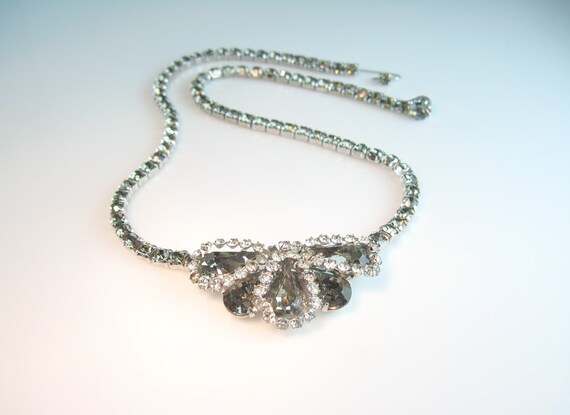 Weiss Necklace Black Diamond Vintage 1960s Signed Rhinestone Choker ...