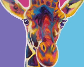 Items similar to Colorful giraffe painting giraffe print giraffe ...