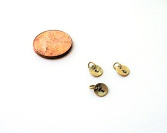 Small Personalized Rustic Metal Jewelry Tag - Circle in Gold Tones