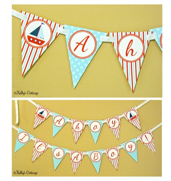 Nautical Baby Shower Banner, Instant Download, Printable, Digital Il_570xn