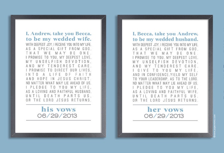  Wedding Vow Print His Vows Her Vows Wedding Vows by 