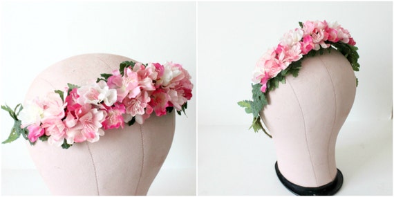 Pink Floral Crown. Wedding flower crown, Bridal Flower Crown. Woodland, Spring, Summer, Bridal headpiece