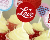 VALENTINES Cupcake Toppers and Party Dots - 2inch circle – Printable File. You Print. Il_170x135