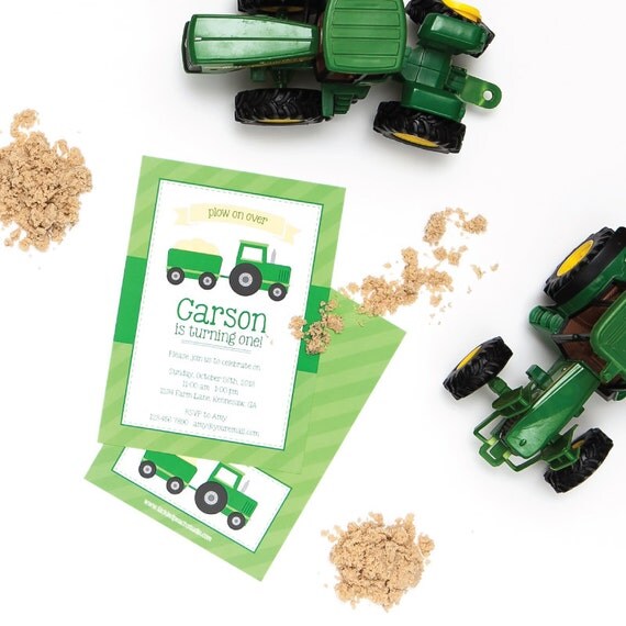 Tractor Birthday Party Invitation - PRINTED - Printable file also available Il_570xn