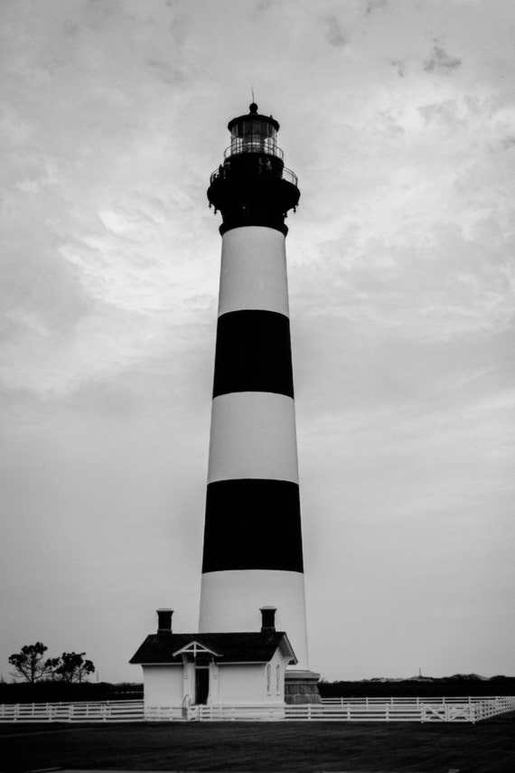 Items similar to bodie island lighthouse black and white 