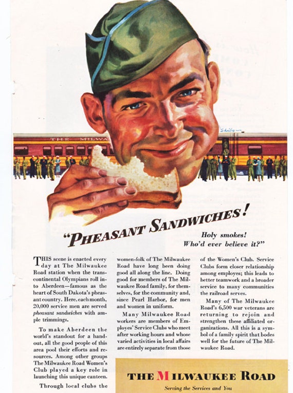 Vintage Ad From World War Ii With A Soldier And A Sandwich