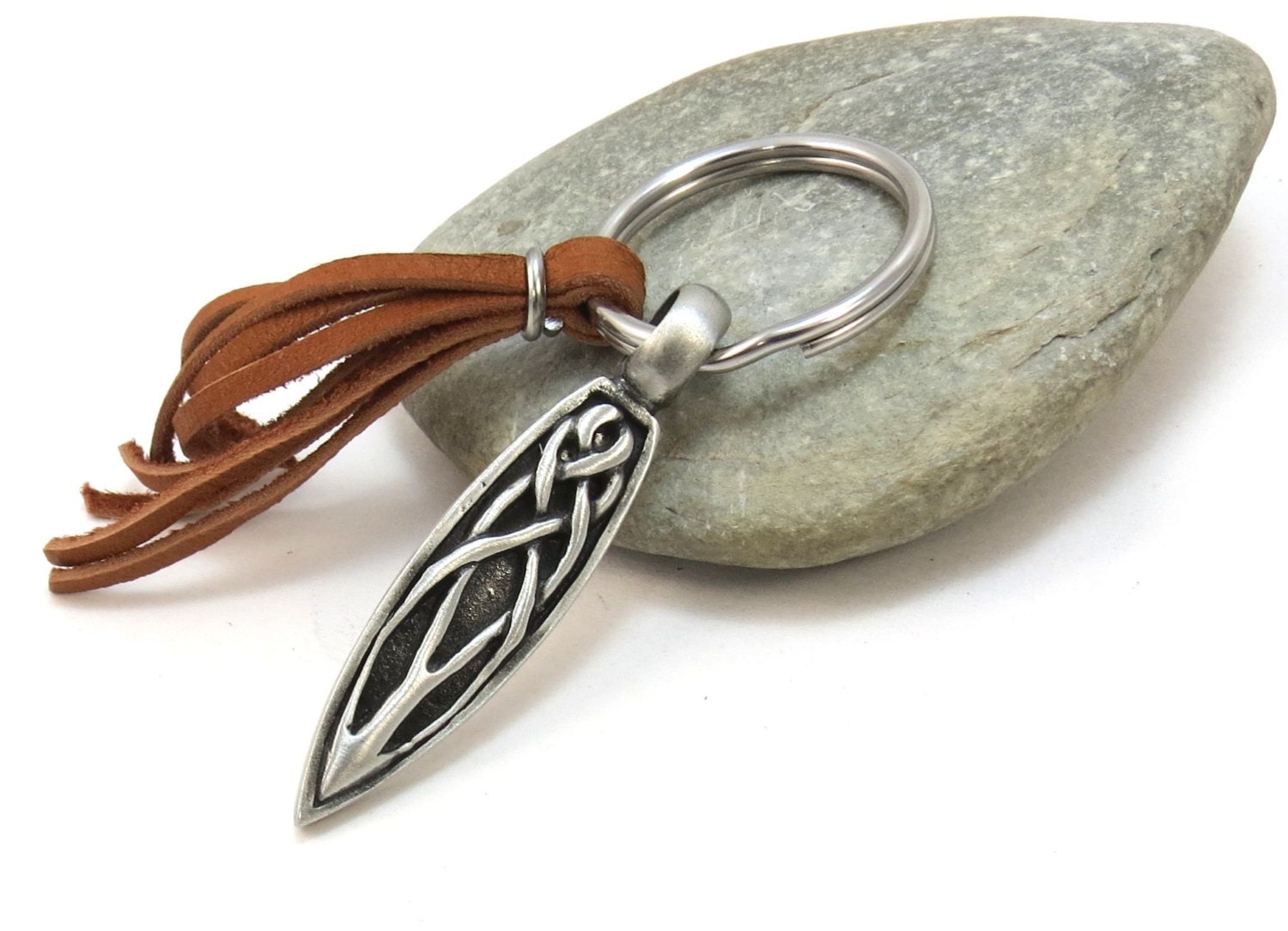 Leather Keyring Celtic Knot Keychain Mens Key Ring Celtic