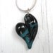 Heart Glass Jewelry Pendant Lampwork Hand Blown Boro Turquoise and Black