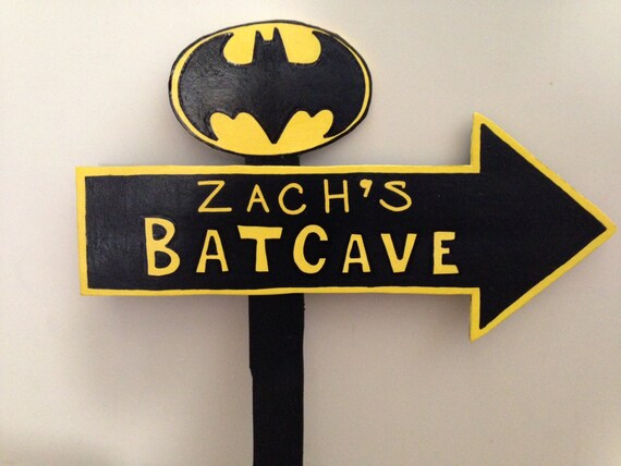 Items similar to Wood BATCAVE Sign - Batman Birthday 