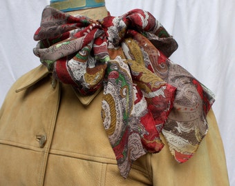 Romantic Paisley Silk Scarf, Anne Klein, vintage 1990s