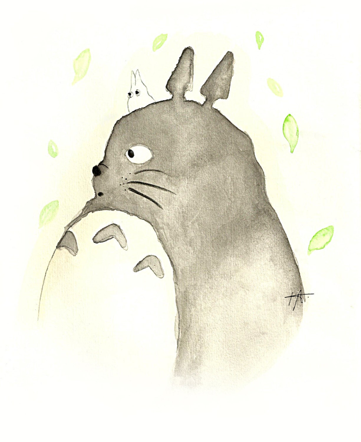 Totoro Postcard Watercolor painting by WonderingLolita on Etsy