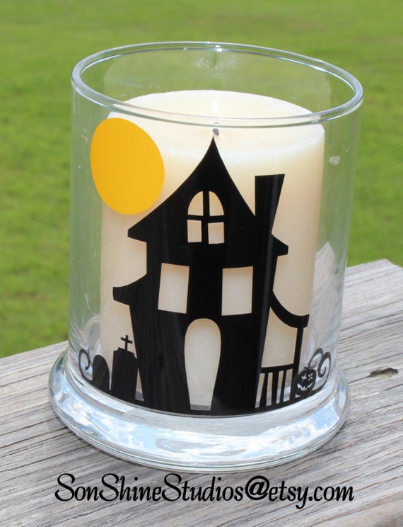 Spooky House Glass Candle Holder