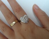 adjustable cabochon ring,Heart ring