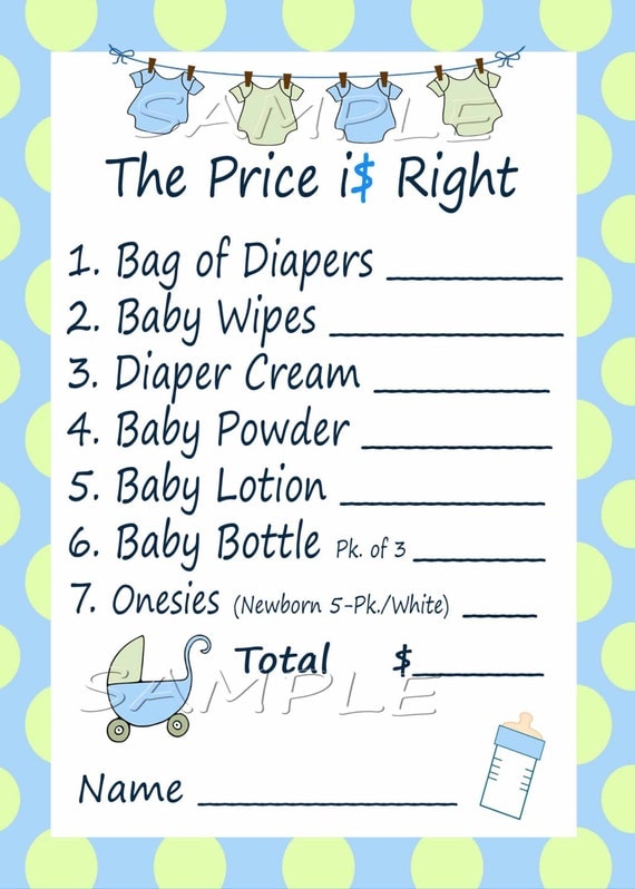 808 New baby shower games price is right 578 Price Is Right Baby Shower Game: Blue & Green Clothes Line  Set of 2   