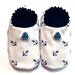 Nautical Baby Boy Shoes with Sailboats (White), Baby Booties, Baby Gift