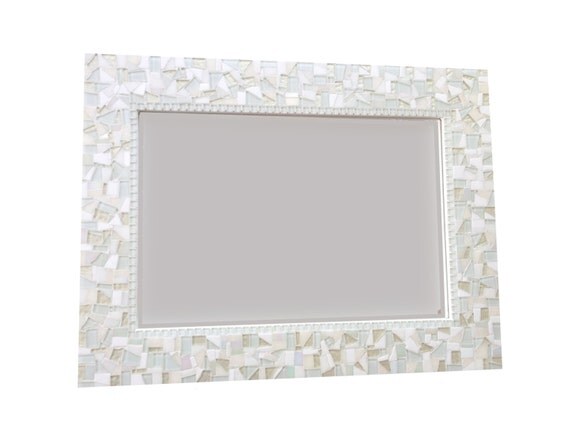 All White Wall Mirror Large Mosaic Mirror by 