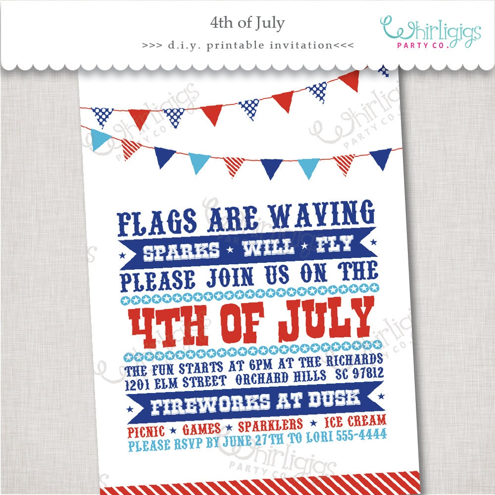 4Th Of July Invitations Printable 2