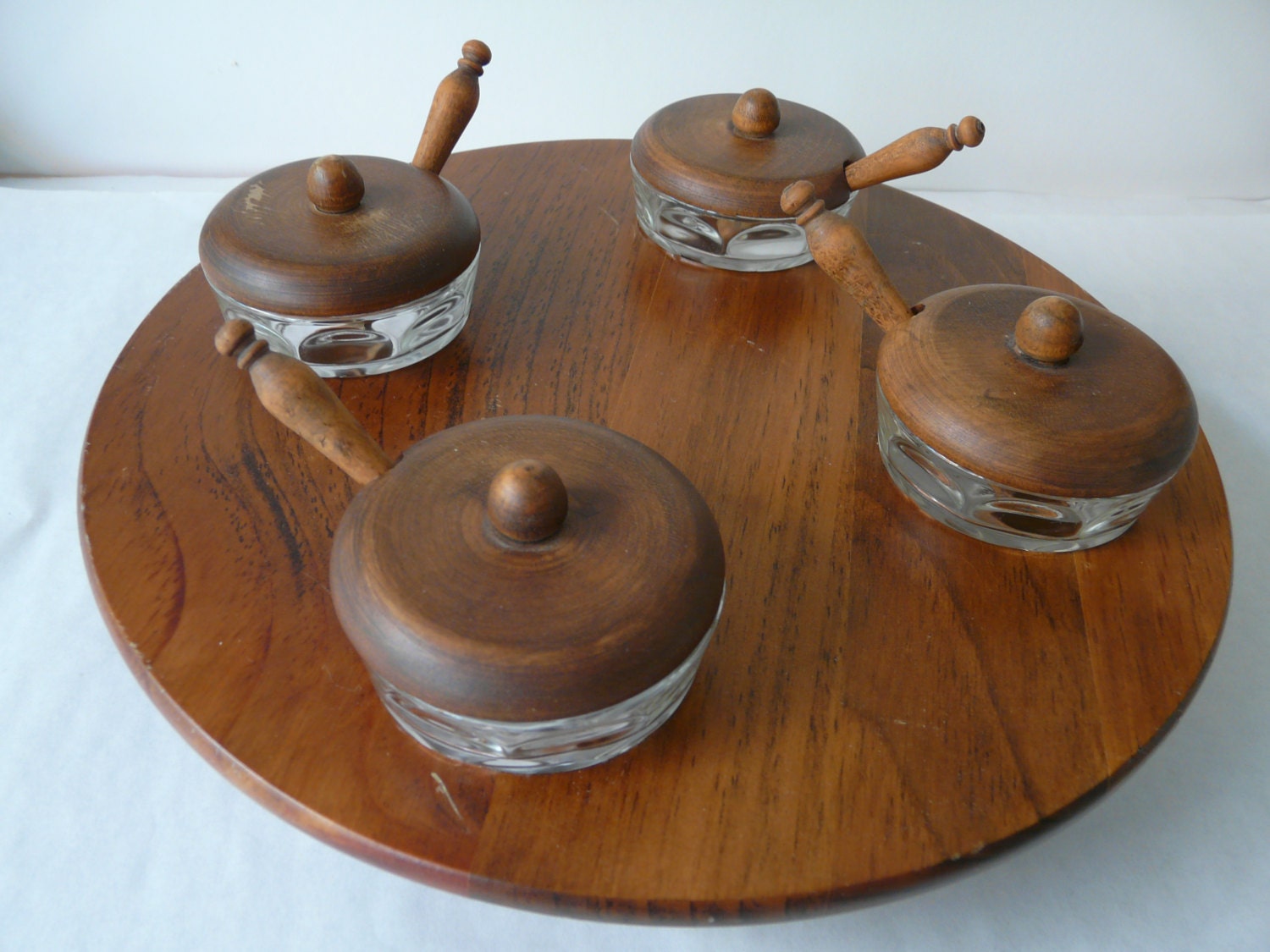 Lazy susan condiment tray 4 covered glass by SaltwaterTriageVin