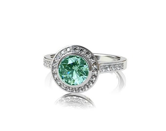 Green tourmaline wedding rings