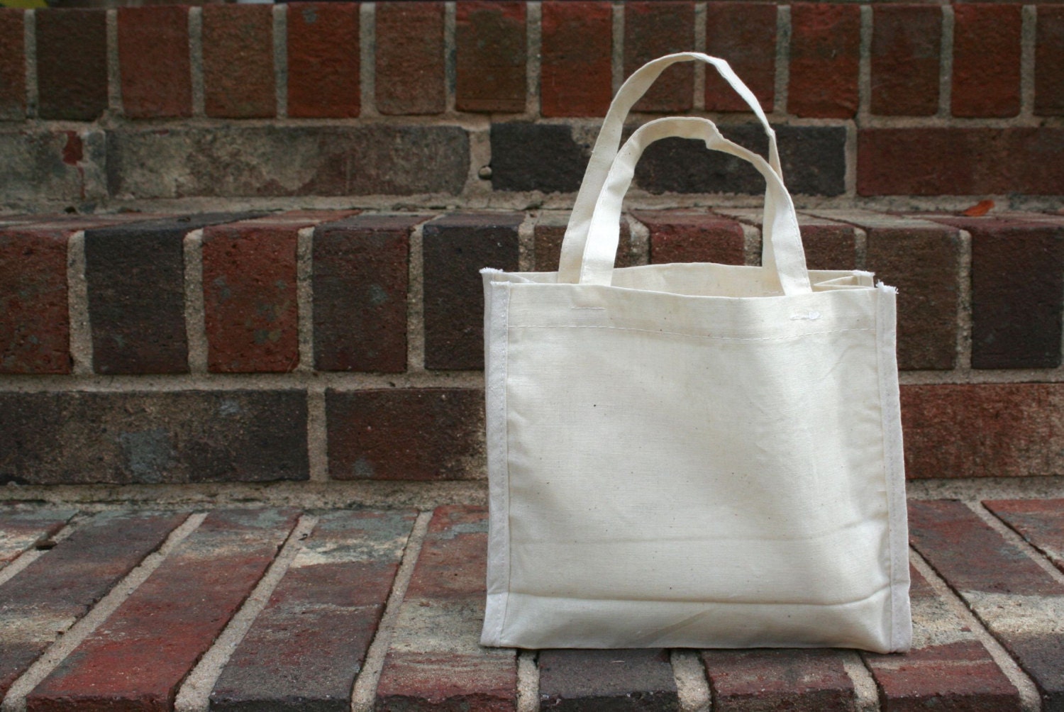 5 Unbleached Cotton Muslin Totes with handles by snugglymonkey
