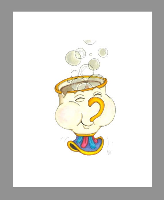 Items similar to Printable print of tea cup, beauty and the beast, chip ...