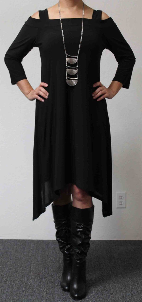 The Classic Travelers Plus size Tunic Dress with Cold Shoulder, Boho, Hip hop,High Fashion, S to 3XL