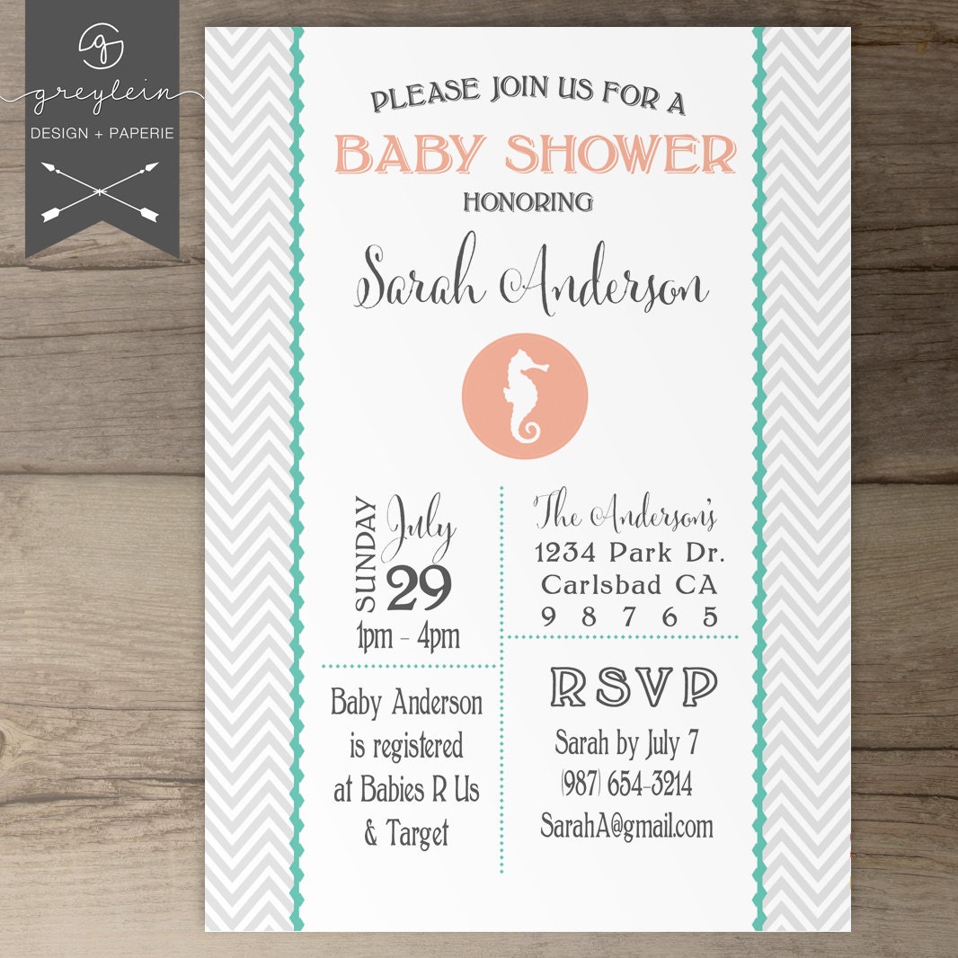Seahorse Baby Shower Invitation / DIY Printable by greylein